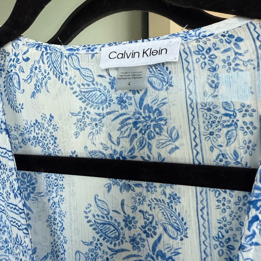 Calvin Klein Blue and White Long Sleeve Dress - Picture 2 of 3